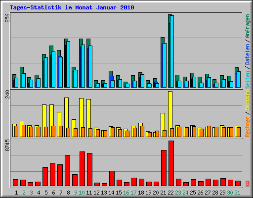 Tages-Statistik im Monat Januar 2010